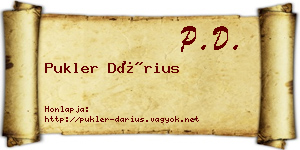 Pukler Dárius névjegykártya